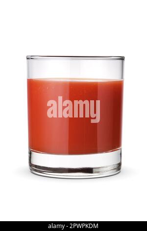 Tomato juice glass isolated on white background with clipping path. Stock Photo