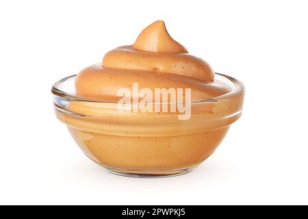 Classic special burger sauce in the transparent bowl isolated on white background Stock Photo
