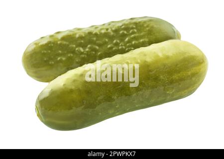 2 pickled cucumbers pickles isolated on white  background Stock Photo