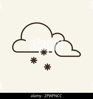Winter snowfall linear icon. Cloud and snowflakes. Thin line ...