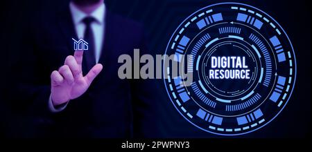 Conceptual caption Digital Resource, Internet Concept content that distributed digitally over the Internet Stock Photo