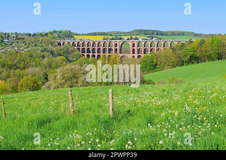 Goeltzsch Viaduct railway bridge in Saxony, Germany - Worlds largest brick bridge Stock Photo