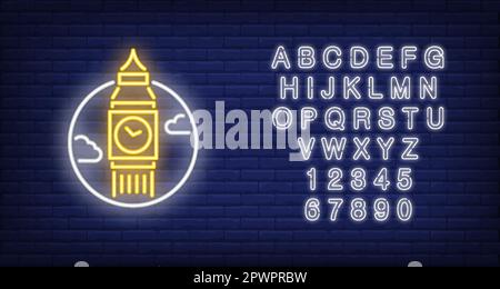 Big Ben neon sign Stock Vector