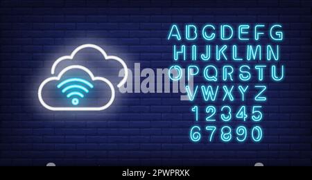 Cloud computing neon sign Stock Vector