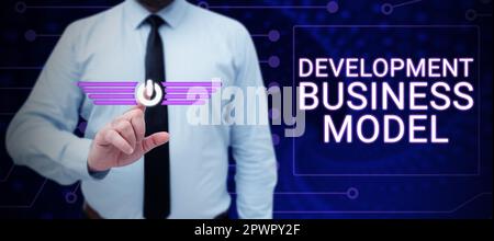 Writing displaying text Development Business Model, Conceptual photo rationale of how an organization created Stock Photo