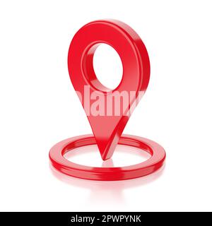 3d illustration of map with red pin, over white background Stock Photo ...