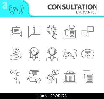 Consultation line icon set Stock Vector