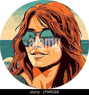 Smiling woman in sunglasses for summer fashion Stock Vector