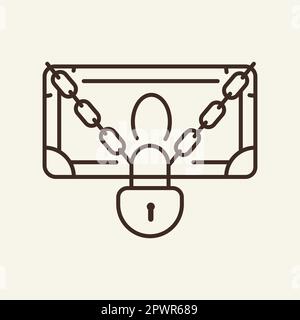 Locked money line icon Stock Vector