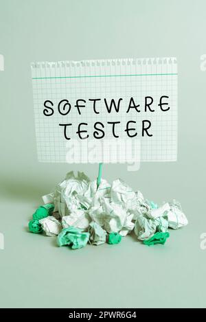Text caption presenting Software Tester, Concept meaning implemented to protect software against malicious attack Stock Photo
