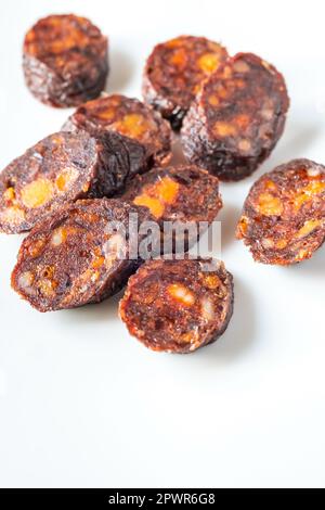 Spanish chorizo sausage on white background Stock Photo - Alamy