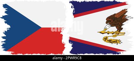 American Samoa and Czech Republic grunge flags connection, vector Stock Vector
