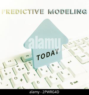 Sign displaying Predictive Modeling, Word for maintenance strategy driven by predictive analytics Stock Photo