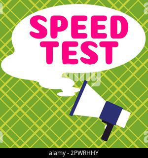 Conceptual caption Speed Test, Internet Concept psychological test for the maximum speed of performing a task Stock Photo