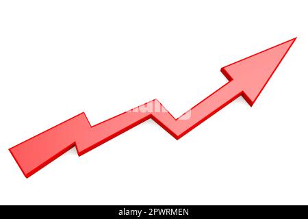 Red arrow on white background, 3d rendering Stock Photo