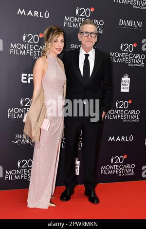 MONACO, - APRIL 29:  Marco Giallini ,Giorgia Battisti , attends at Gala Red Carpet of the career awards ceremony in the 20th Monte-Carlo Film Festival Stock Photo