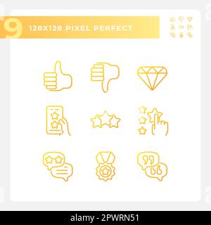 Customer rating pixel perfect gradient linear vector icons set Stock Vector