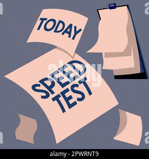 Conceptual caption Speed Test, Internet Concept psychological test for the maximum speed of performing a task Stock Photo