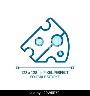 Cheese pixel perfect blue RGB color icon Stock Vector
