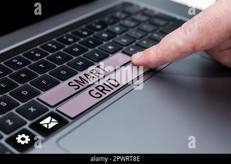 Conceptual display Smart Grid, Business idea includes of operational and energy measures including meters Stock Photo