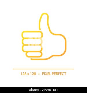 Thumb up pixel perfect gradient linear vector icon Stock Vector