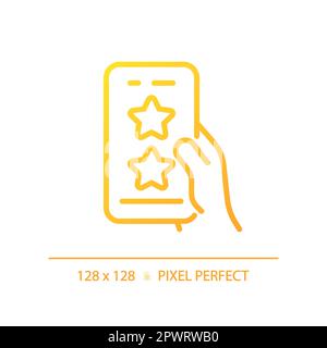 Mobile rating pixel perfect gradient linear vector icon Stock Vector