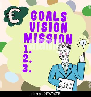 Handwriting text Goals Vision Mission. Business overview practical ...