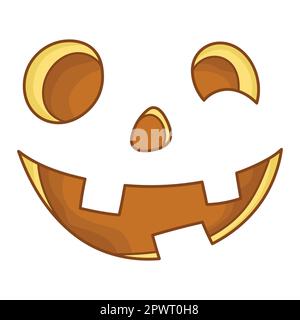 Happy smile face for jack lantern. Funny facial expression. A fictional Halloween cartoon character. Simple flat element for holiday design. Isolated Stock Vector
