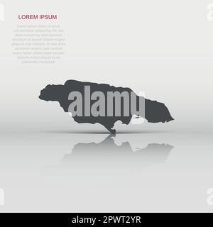 Vector Jamaica map icon in flat style. Jamaica sign illustration pictogram. Cartography map business concept. Stock Vector