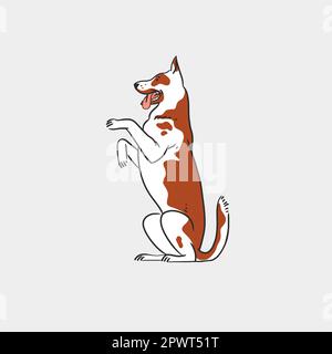 Hand drawn vector abstract graphic line art collection with diverse cute funny cartoon dogs characters.Vector illustration of funny cartoon different Stock Vector