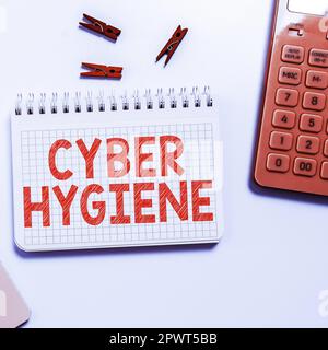 Text sign showing Cyber Hygiene, Business overview steps that computer users take to improve their cyber security Stock Photo