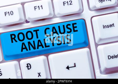 Text sign showing Root Cause Analysis, Business approach Method of Problem Solving Identify Fault or Problem Stock Photo