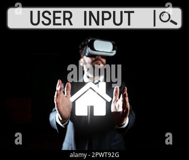 Writing displaying text User Input, Conceptual photo Any information or data that is sent to a computer for processing Stock Photo
