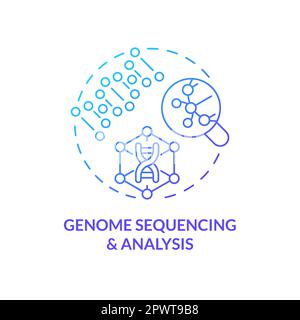 Genome sequencing and analysis blue gradient concept icon Stock Vector