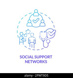 Social support networks blue gradient concept icon Stock Vector