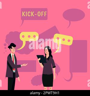 Inspiration showing sign Kick Off, Concept meaning start or resumption of football match in which player kicks ball Stock Photo