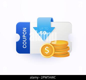 A collection of coupons that offer off 50 percent discount at a shopping mall illustration set. It is an event to offer coupons and point gold. Voucher, gift, point, payback, cash back, cash back service. Vector illustration Stock Vector