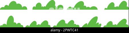 Simple forest bushes. Silhouette collection of trees and grasses line. Cartoon vector illustration Stock Vector