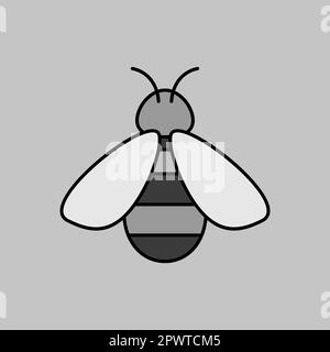 Honey bee isolated grayscale icon. Farm animal sign. Graph symbol for ...