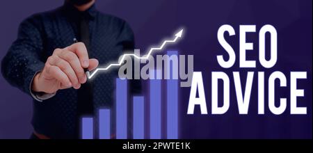 Writing displaying text Seo Advice, Business concept guidance or recommendations in enhancing the search engine Stock Photo