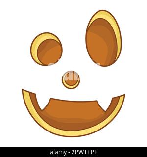 Happy smile face for jack lantern. Funny facial expression. A fictional Halloween cartoon character. Simple flat element for holiday design. Isolated Stock Vector