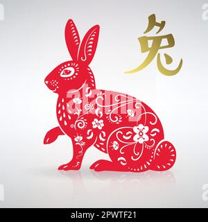 symbol of the year stylized rabbit on a light background Stock Vector