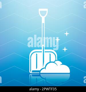 symbol shovel for snow cleaning on a blue background Stock Vector