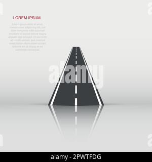 Straight road with white markings vector illustration. Highway road icon. Stock Vector