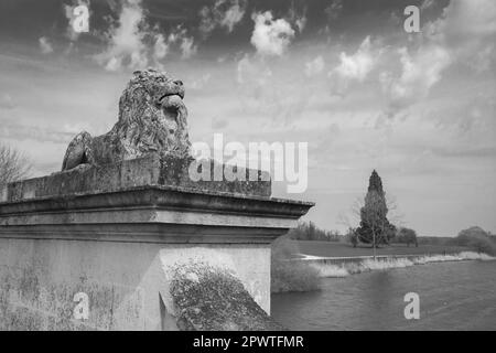 The Lion Bridge at Burghley House Estate near Stamford in UK Stock Photo