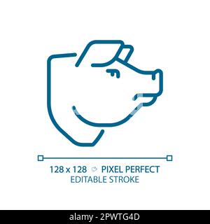 Pork pixel perfect blue RGB color icon Stock Vector