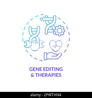 Gene editing and therapies blue gradient concept icon Stock Vector