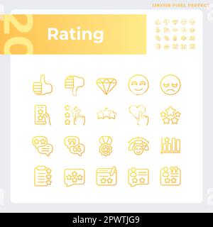 Rating pixel perfect gradient linear vector icons set Stock Vector