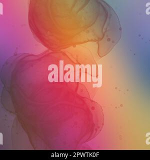 Alcohol ink art abstract square template. Vivid pink and purple ...