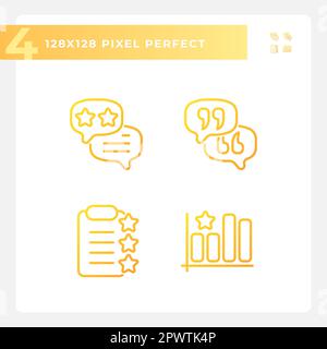 Business rating analysing pixel perfect gradient linear vector icons set Stock Vector